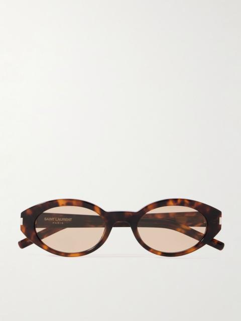 SAINT LAURENT Oval-frame tortoiseshell acetate sunglasses Tortoiseshell