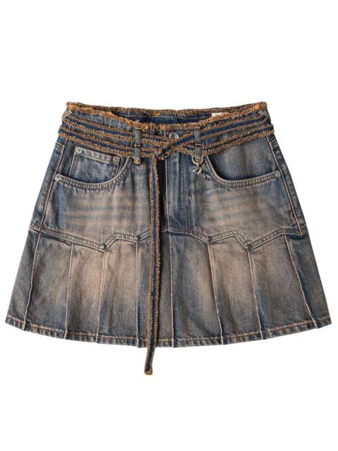 EVISU Two Tone Pleated Denim Skirts