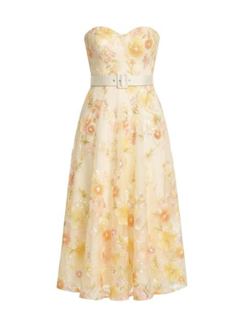 Dress The Population Women's Mabel Strapless Midi-Dress - Ivory Multi