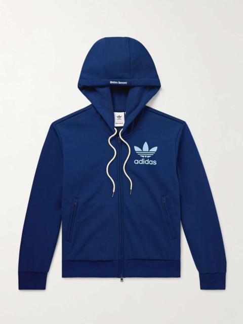 + Wales Bonner Logo-Print Recycled-Jersey Zip-Up Hoodie