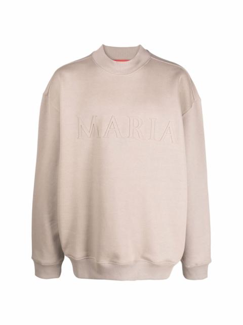 Maria-embossed cotton sweatshirt