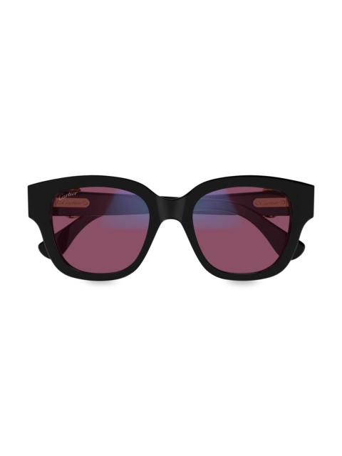 Cartier Women's Panthère Classic 51MM Square Sunglasses - Black Pink
