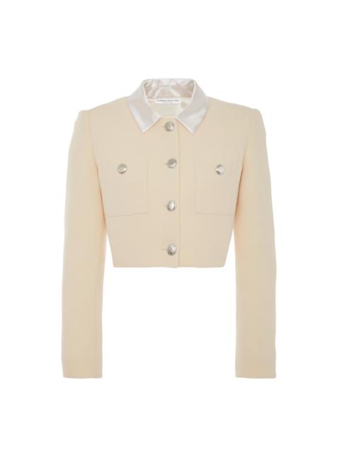 Alessandra Rich TWEED BOUCLE CROPPED JACKET WITH COLLAR