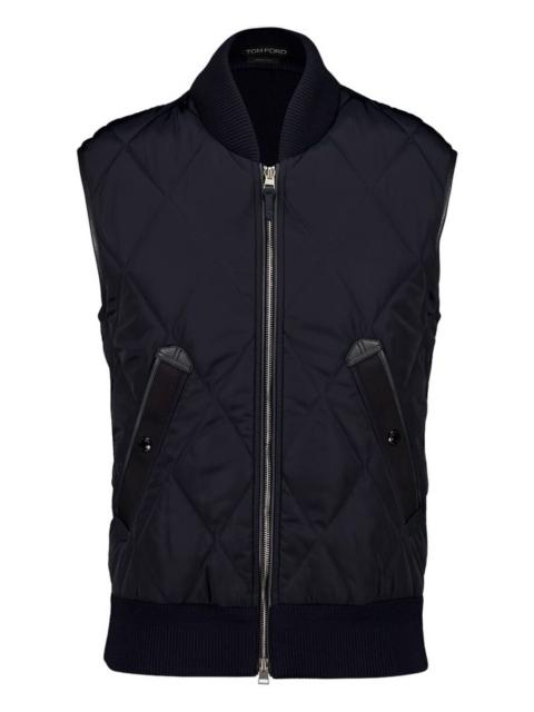TOM FORD diamond-quilted leather-trim gilet