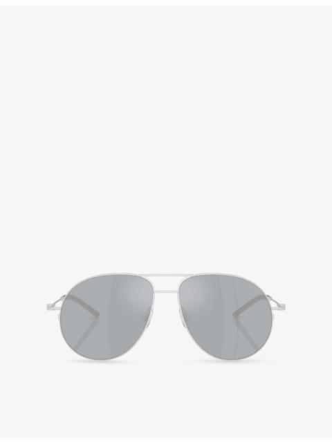 Moncler ME4002 Flyze Pilot-Frame Steel Sunglasses