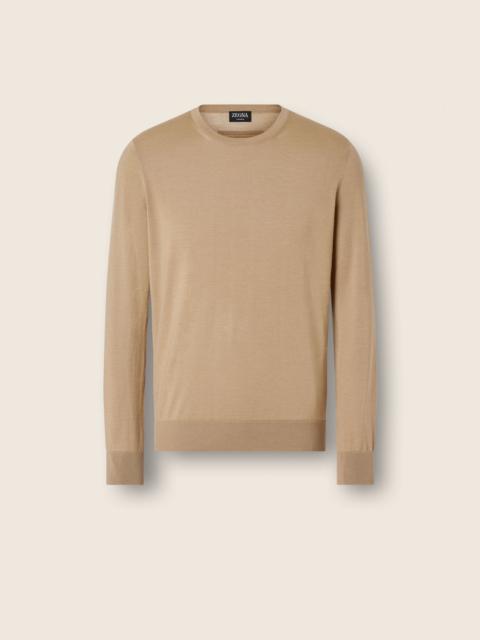 ZEGNA BEIGE MÉLANGE CASHSETA CREWNECK