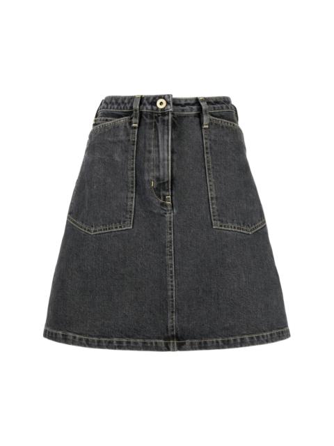 high-waisted bleached denim skirt