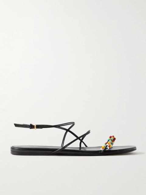 KHAITE Loop Bead-embellished Leather Sandals