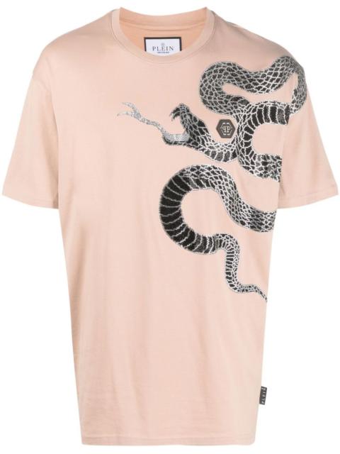 PHILIPP PLEIN embellished snake-print T-shirt