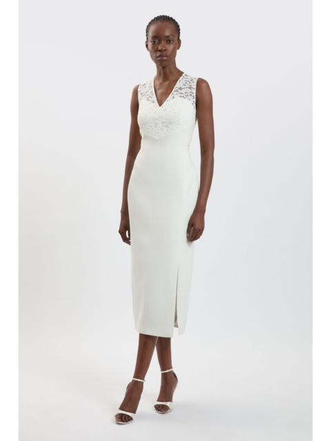 KAREN MILLEN Compact Stretch Lace Detail Midi Dress