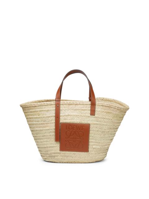 Large Basket bag in palm leaf and calfskin