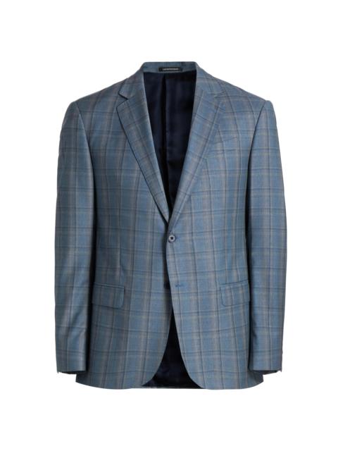 EMPORIO ARMANI Men's Virgin Wool Windowpane Jacket - Dusty Teal