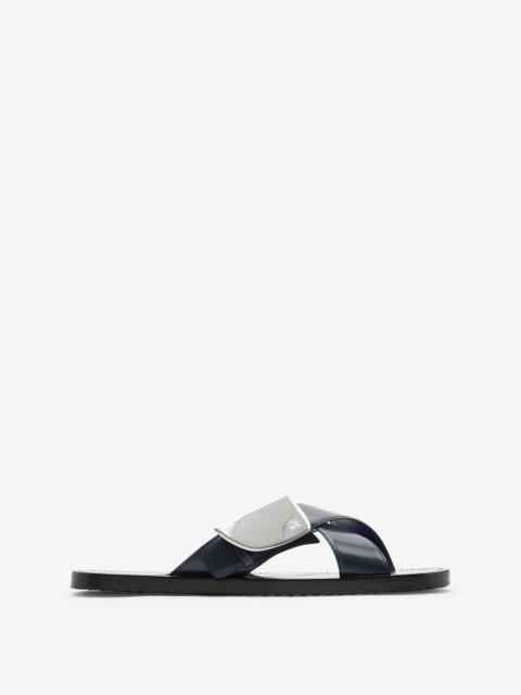 Burberry Leather Strip Shield Slides