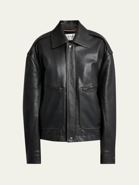 SAINT LAURENT Front Pocket Leather Jacket