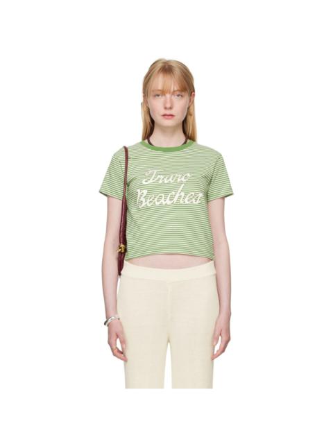 BODE Green & Off-White 'Truro' Stripe T-Shirt