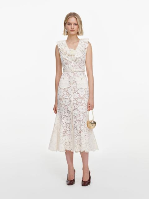 self-portrait Cream Lace Flower Midi Dress