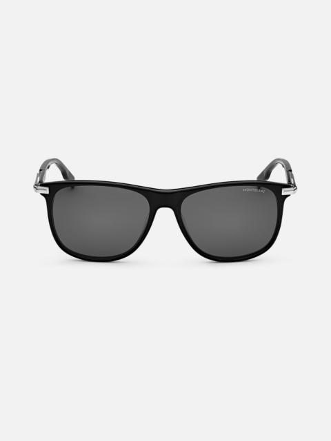 Montblanc Rectangular Sunglasses with Black-Colored Acetate Frame