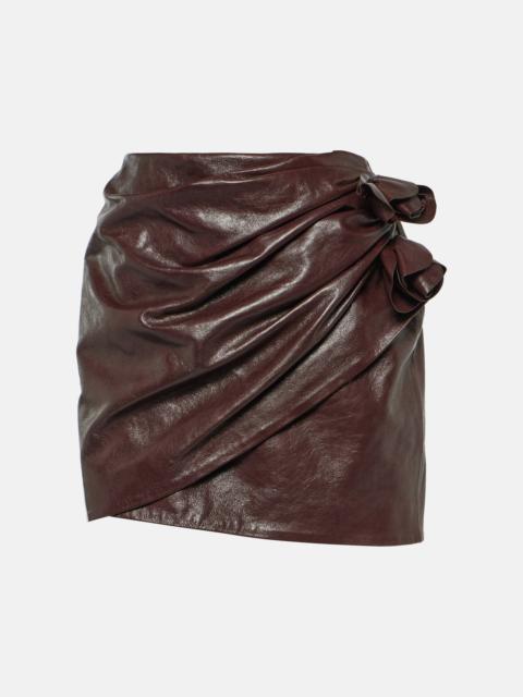 MAGDA BUTRYM Floral-appliqué leather miniskirt