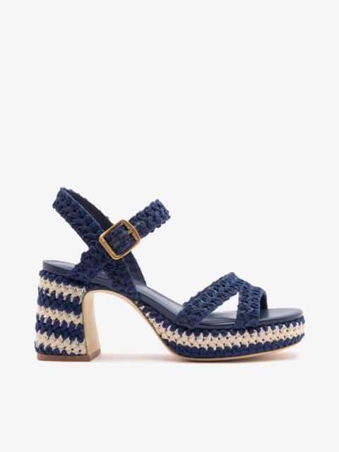 Larroudé Jolene Low Sandal Navy Crochet