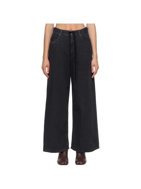 MM6 Maison Margiela Black Drawstring Jeans