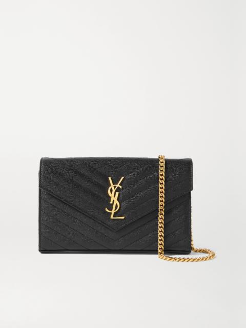 SAINT LAURENT Cassandre Chain Matelassé Textured-leather Wallet