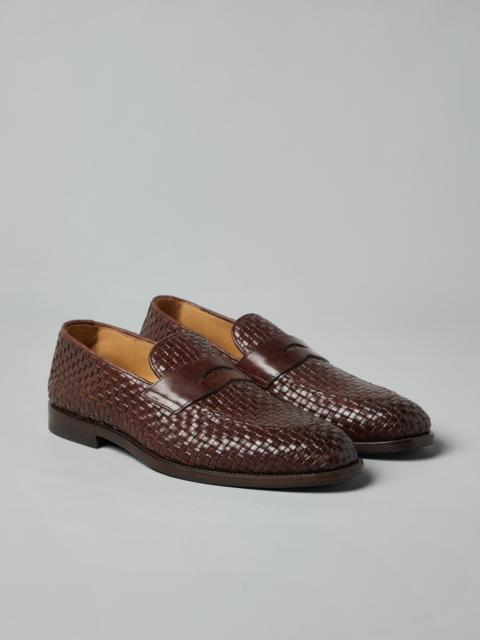 Brunello Cucinelli Woven calfskin penny loafers