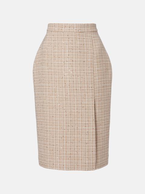 ELIE SAAB Checked sequined tweed midi skirt