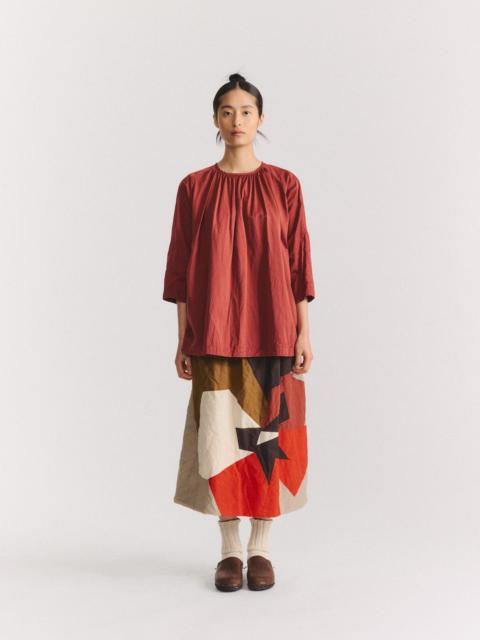 CASEY/CASEY 2BY TOP - TWILL COT SILK - BRICK