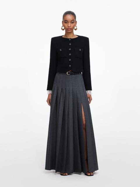 self-portrait Grey Pleated Maxi Skirt