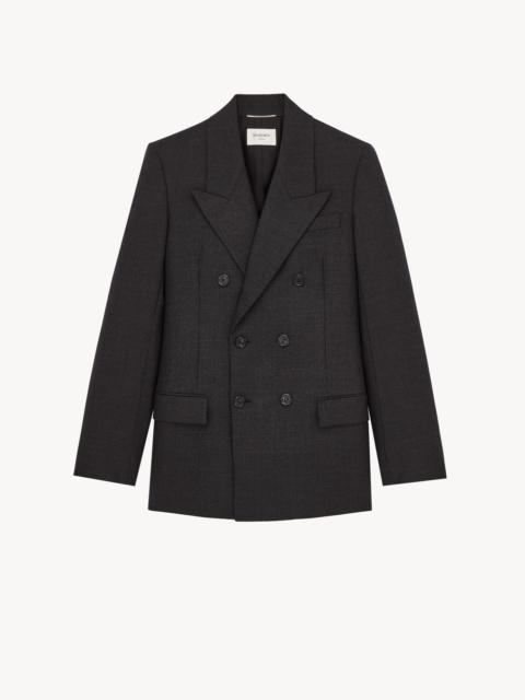 SAINT LAURENT DOUBLE-BREASTED JACKET IN FELTED WOOL GABARDINE