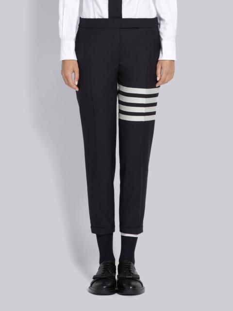 Navy Plain Weave Skinny 4-Bar Trouser