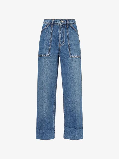 FRAME Utility Straight-Leg Cotton-Blend Jeans
