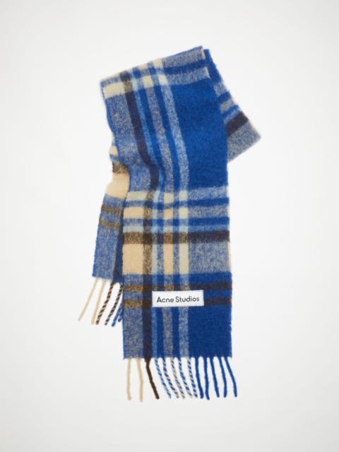 Mohair tartan scarf - Electric blue/beige