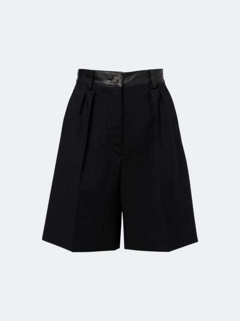 Max Mara Leather-trimmed wool-blend shorts