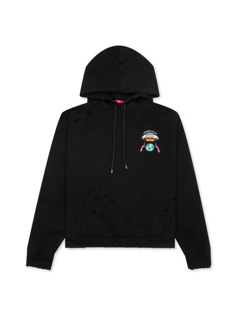 MEMBERS OF THE RAGE DISTRESSED HOODIE SMALL LOGO - BLACK
