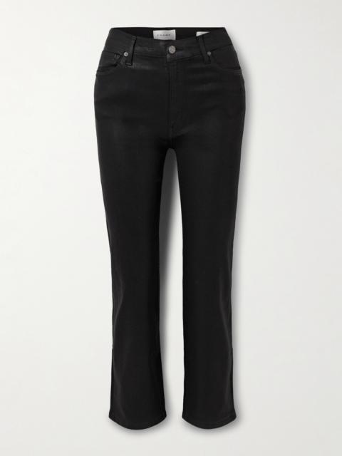 FRAME Le Sleek Coated High-rise Straight-leg Jeans