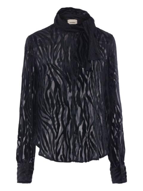 Isabel Marant zebra-pattern tie-neck shirt
