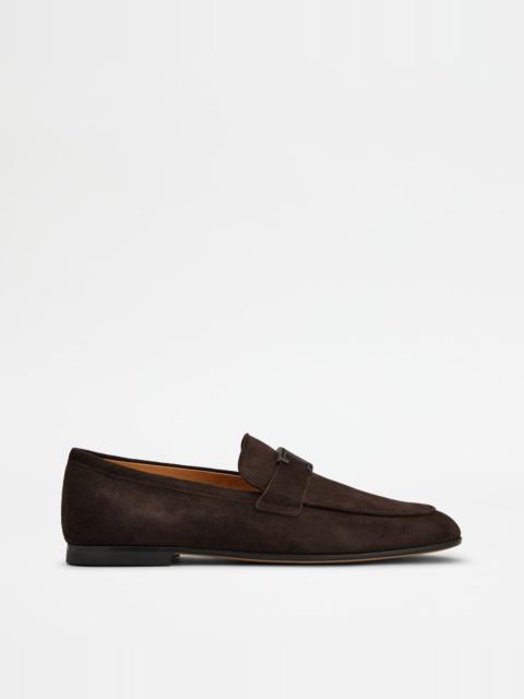 Tod's T TIMELESS LOAFERS IN PASHMY SUEDE - BROWN