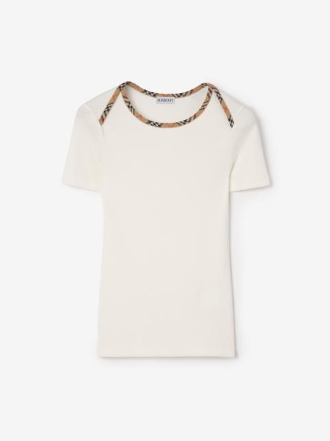 Burberry Check Trim Stretch Cotton T-shirt