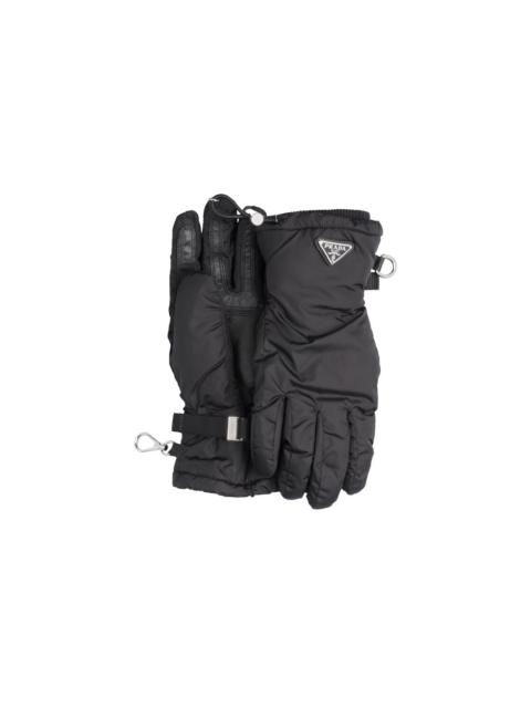 Prada nylon gloves with nappa leather inserts