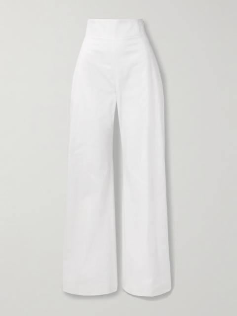 CAROLINA HERRERA Cotton-blend Sateen Wide-leg Pants