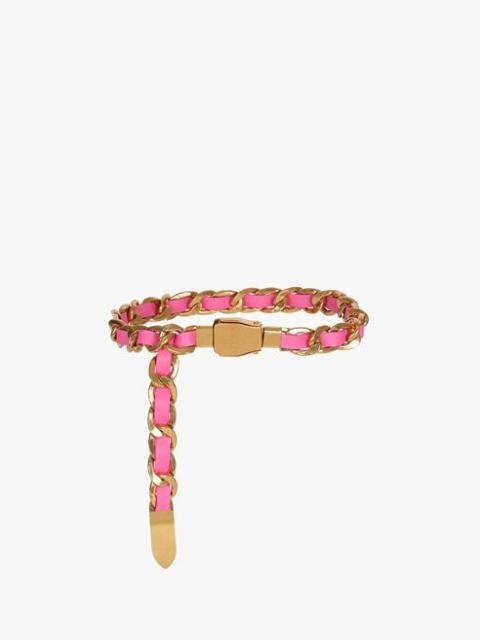 Balmain Salmon pink and gold metal and leather B-Pilot chain belt