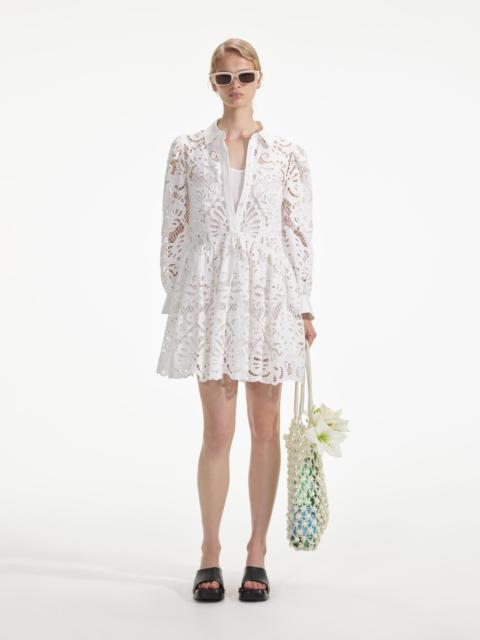 ◆SELF PORTRAIT 最新作◆Cotton Guipure ミニ シャツ ドレス◆ Self-Portrait guipure-lace Sleeveless Minidress | Pink