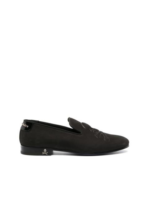 PHILIPP PLEIN skull-embroidered suede loafers