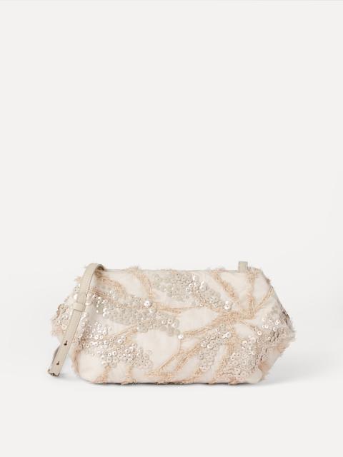 Brunello Cucinelli Silk organza pouch bag with dazzling seabed embroidery
