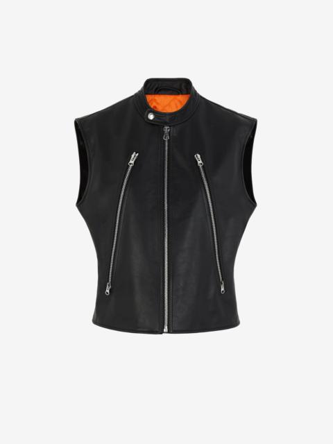 MM6 Maison Margiela Zip sleeveless leather jacket