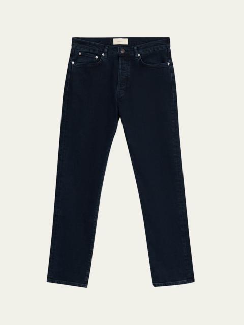 JEANERICA Men's Casual Dark Blue Denim Straight-Leg Jeans