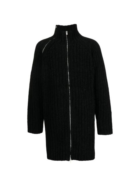 Yohji Yamamoto ribbed-knit zip-up jumper