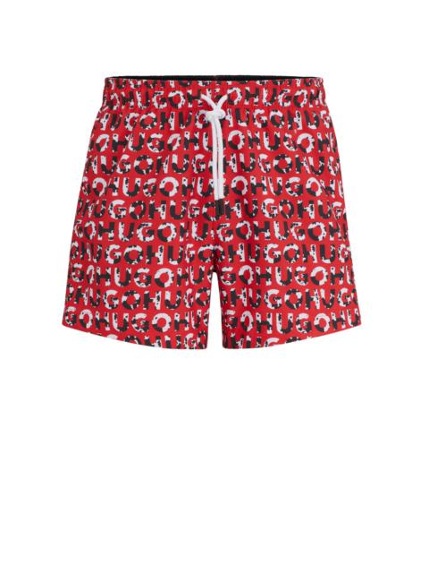 HUGO -MATERIAL SWIM SHORTS WITH LOGO PRINT