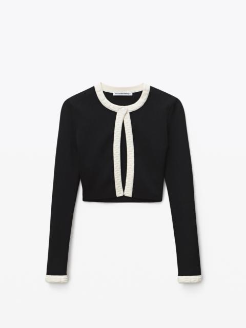 Alexander Wang LOGO TRIM CARDIGAN IN CHENILLE VISCOSE
